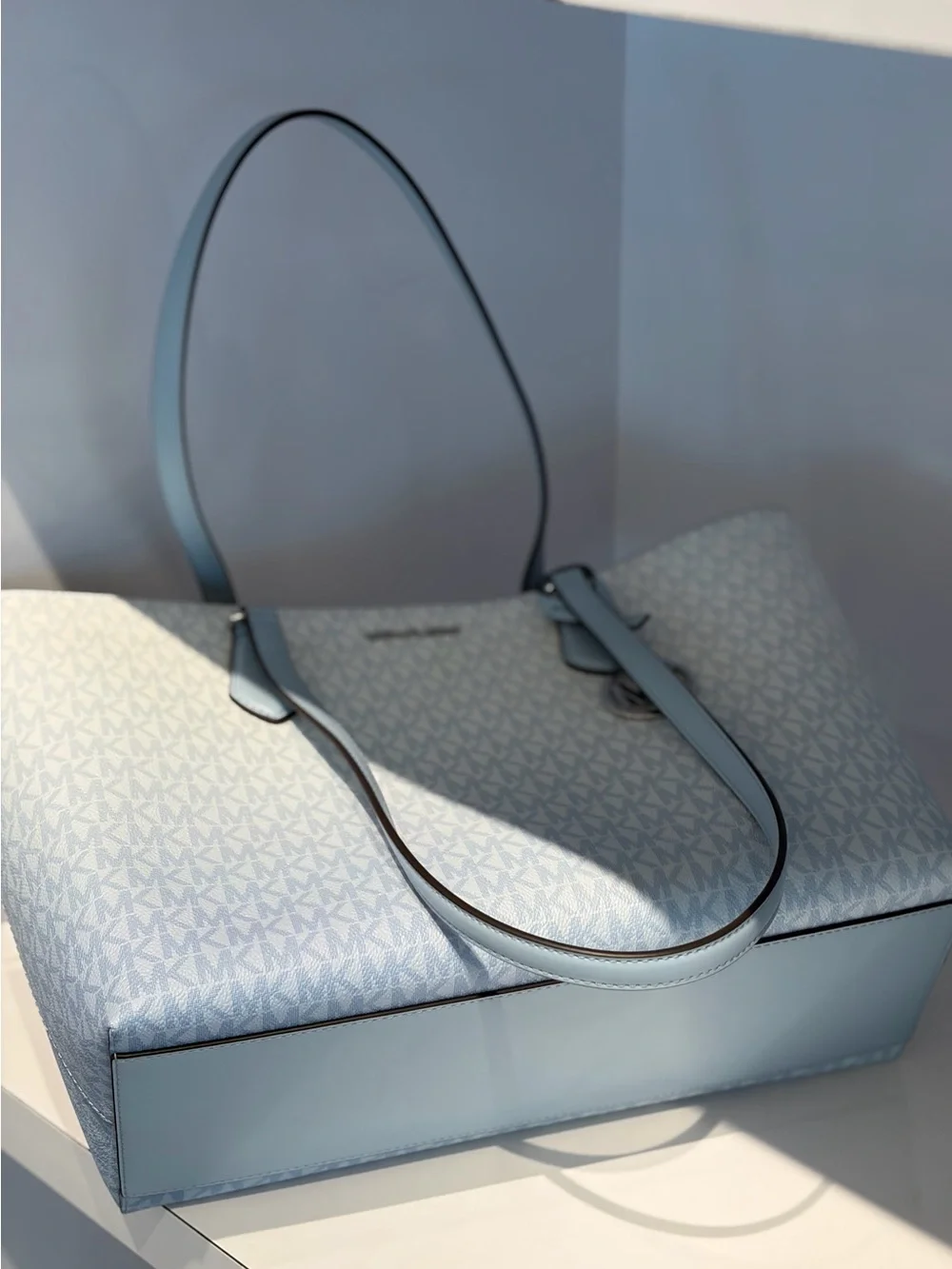 Michael Kors Ombre Pale Blue MK Signature Tote Shoulder Bag